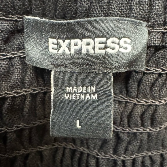 Express Sleeveless Sundress Black Linen Blend Large Preppy Vacation Beach Resort - Picture 10 of 11